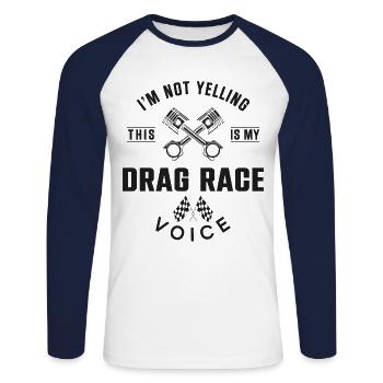 Voiture de course de dragster Je ne suis pas - T-shirt baseball manches longues Homme - blanc/marine - Devant - Nik (191cm)