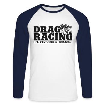 Course de dragsters Course de voitures Course de dragsters - T-shirt baseball manches longues Homme - blanc/marine - Devant - Nik (191cm)