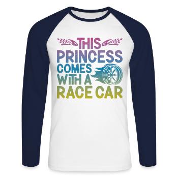 Drag Racing Race Car Girl This - Unisex Long Sleeve Baseball T-Shirt - white/navy - Front - Nik (191cm)
