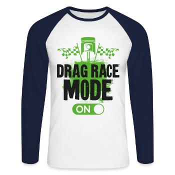 Course de dragsters Course de voitures Course de dragsters - T-shirt baseball manches longues Homme - blanc/marine - Devant - Nik (191cm)
