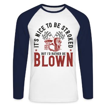 Drag Racing Race Car Pun It's Nice - Unisex Baseballshirt langarm - Weiß/Navy - Vorne - Nik (191cm)