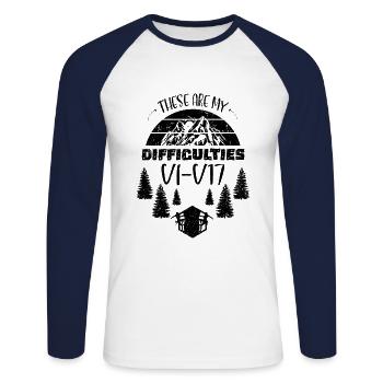 These Are My Difficulties V1-V17 Rock Climbing Bou - Unisex Baseballshirt langarm - Weiß/Navy - Vorne - Nik (191cm)
