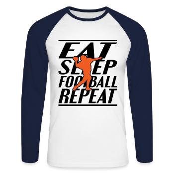 Alimentation Sommeil Football - T-shirt baseball manches longues Homme - blanc/marine - Devant - Nik (191cm)