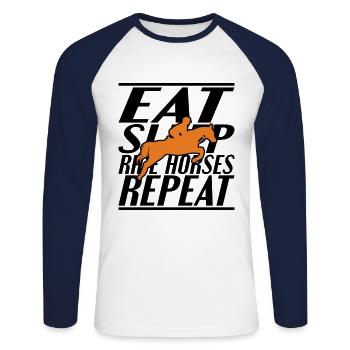 Nourriture Chevaux dormants - T-shirt baseball manches longues Homme - blanc/marine - Devant - Nik (191cm)