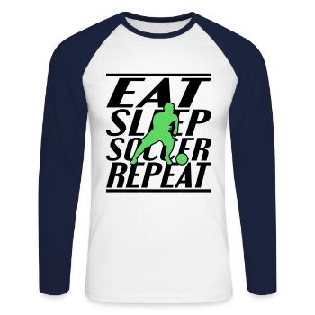 Alimentation Sommeil Football - T-shirt baseball manches longues Homme - blanc/marine - Devant - Nik (191cm)