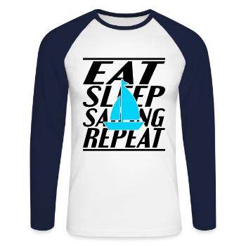 Alimentation Sommeil Voile - T-shirt baseball manches longues Homme - blanc/marine - Devant - Nik (191cm)
