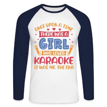 Karaoke Singer Once Upon A Time - Unisex Long Sleeve Baseball T-Shirt - white/navy - Front - Nik (191cm)