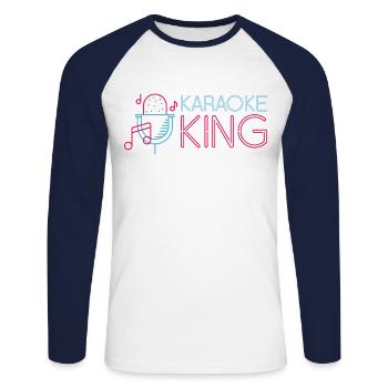 Karaoke Singer 80s Retro Karaoke - Unisex Baseballshirt langarm - Weiß/Navy - Vorne - Nik (191cm)