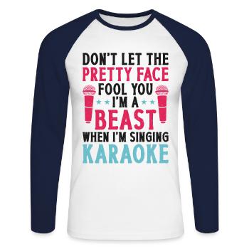 Karaoke Singer Don't Let The - Unisex Long Sleeve Baseball T-Shirt - white/navy - Front - Nik (191cm)