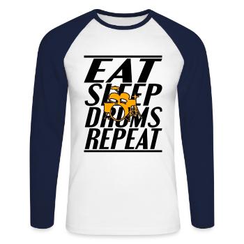 Nourriture Sleeping Drums - T-shirt baseball manches longues Homme - blanc/marine - Devant - Nik (191cm)