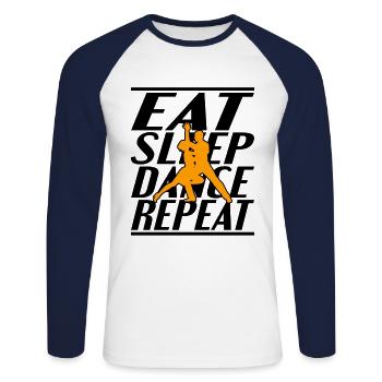 Nourriture Sommeil Danse - T-shirt baseball manches longues Homme - blanc/marine - Devant - Nik (191cm)