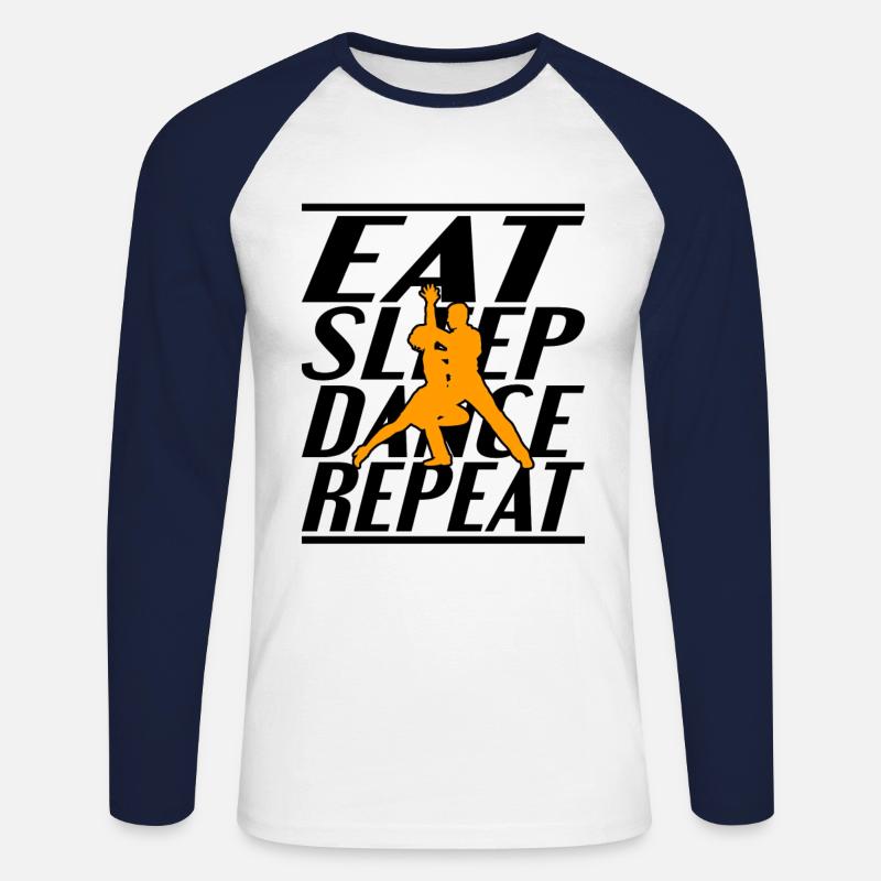 Essen Schlafen Tanzen - Unisex Baseballshirt langarm - Weiß/Navy