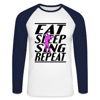 Manger dormir Chanter - T-shirt baseball manches longues Homme - blanc/marine - Devant - Nik (191cm)