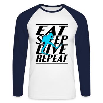 Alimentation Sommeil Plongée - T-shirt baseball manches longues Homme - blanc/marine - Devant - Nik (191cm)