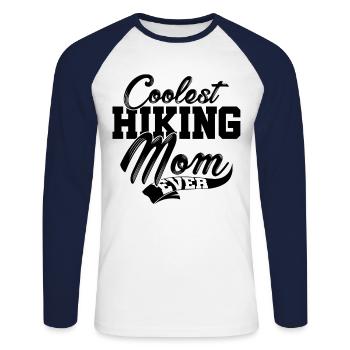 Coolest Hiking Mom Ever Hiking Mountaineering Hike - Unisex Baseballshirt langarm - Weiß/Navy - Vorne - Nik (191cm)