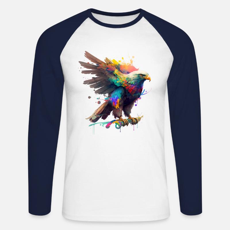 Rainbow Eagle ∞ Rainbow Eagle ∞ vauART - Unisex Long Sleeve Baseball T-Shirt - white/navy