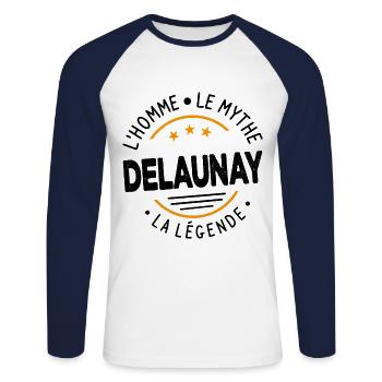 Delaunay L'Homme Le Mythe La Légende - T-shirt baseball manches longues Homme - blanc/marine - Devant - Nik (191cm)