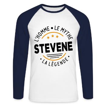 Stevene L'Homme Le Mythe La Légende - T-shirt baseball manches longues Homme - blanc/marine - Devant - Nik (191cm)