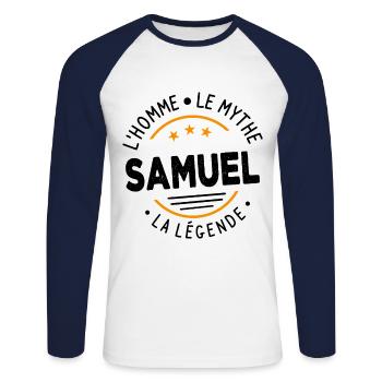 Samuel L'Homme Le Mythe La Légende - T-shirt baseball manches longues Homme - blanc/marine - Devant - Nik (191cm)