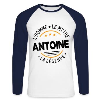 Antoine L'Homme Le Mythe La Légende - T-shirt baseball manches longues Homme - blanc/marine - Devant - Nik (191cm)