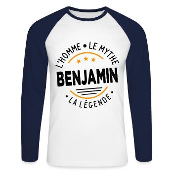 Benjamin L'Homme Le Mythe La Légende - T-shirt baseball manches longues Homme - blanc/marine - Devant - Nik (191cm)