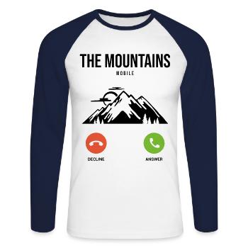 The Mountains Are Calling Hiking Mountaineering Hi - Unisex Baseballshirt langarm - Weiß/Navy - Vorne - Nik (191cm)