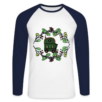 Spring Nature Nature Lovers Alps Mountaineers - Unisex Long Sleeve Baseball T-Shirt - white/navy - Front - Nik (191cm)