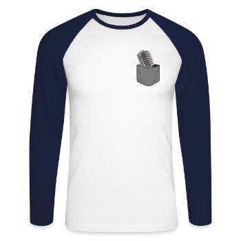 Karaoke Singer Microphone Vocalist - Unisex Baseballshirt langarm - Weiß/Navy - Vorne - Nik (191cm)