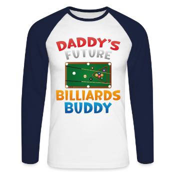 Billard Joueur de billard Balle Papa Fils - T-shirt baseball manches longues Homme - blanc/marine - Devant - Nik (191cm)