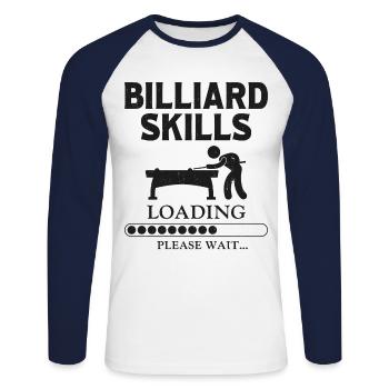 Billiards Pool Player Ball Vintage - Unisex Long Sleeve Baseball T-Shirt - white/navy - Front - Nik (191cm)