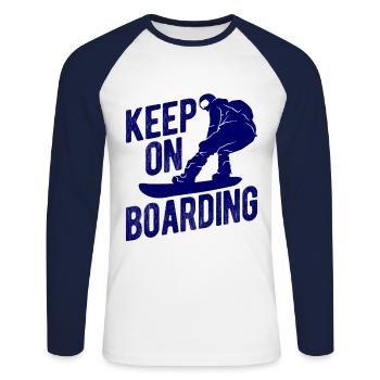 Snowboard Spruch für Snowboarder - Unisex Baseballshirt langarm - Weiß/Navy - Vorne - Nik (191cm)