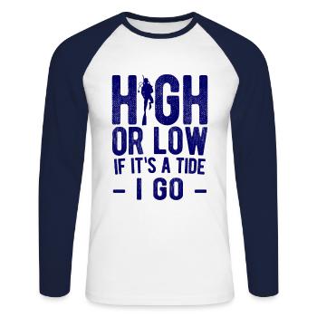 Apnoetaucher Freitaucher Taucher - Unisex Baseballshirt langarm - Weiß/Navy - Vorne - Nik (191cm)