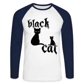 Katzen Mutter Miau Lustig Katzendame T-Shirt - Unisex Baseballshirt langarm - Weiß/Navy - Vorne - Nik (191cm)
