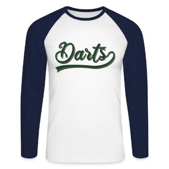 Darts - Unisex Baseballshirt langarm - Weiß/Navy - Vorne - Nik (191cm)