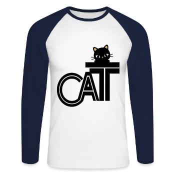 Katzen Mutter Miau Lustig Katzendame T-Shirt - Unisex Baseballshirt langarm - Weiß/Navy - Vorne - Nik (191cm)