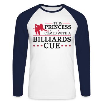 Billiards Pool Player Ball Girl - Unisex Long Sleeve Baseball T-Shirt - white/navy - Front - Nik (191cm)