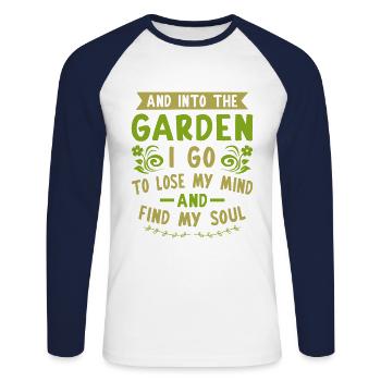 And Into The Garden I Go To Lose My Mind And Find - Unisex Baseballshirt langarm - Weiß/Navy - Vorne - Nik (191cm)