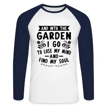 And Into The Garden I Go To Lose My Mind And Find - Unisex Baseballshirt langarm - Weiß/Navy - Vorne - Nik (191cm)