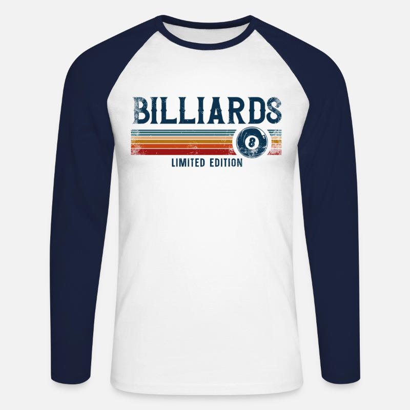 Billiards Pool Player Ball Retro - Unisex Baseballshirt langarm - Weiß/Navy