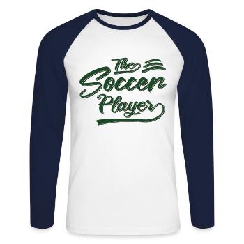 the soccer player - Unisex Baseballshirt langarm - Weiß/Navy - Vorne - Nik (191cm)