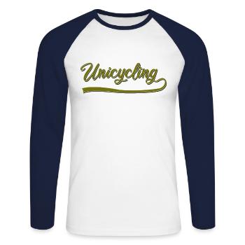 Monocycle - T-shirt baseball manches longues Homme - blanc/marine - Devant - Nik (191cm)