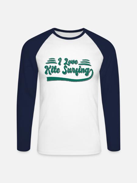 I love kite surfing - Unisex Long Sleeve Baseball T-Shirt - white/navy