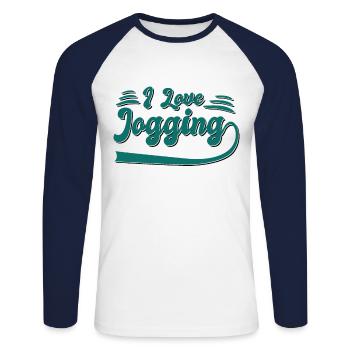 J’adore faire du jogging - T-shirt baseball manches longues Homme - blanc/marine - Devant - Nik (191cm)