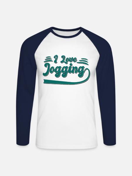 Ich liebe Joggen - Unisex Baseballshirt langarm - Weiß/Navy