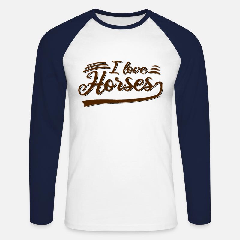 Ich liebe Pferde - Unisex Baseballshirt langarm - Weiß/Navy