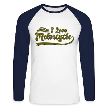 I love motorcycles - Unisex Long Sleeve Baseball T-Shirt - white/navy - Front - Nik (191cm)