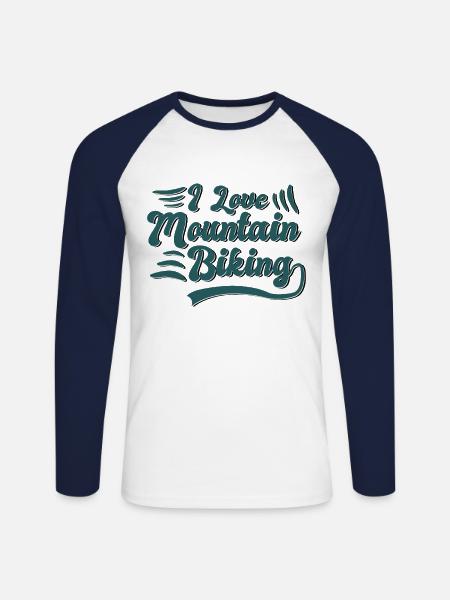 J’adore le VTT - T-shirt baseball manches longues Homme - blanc/marine