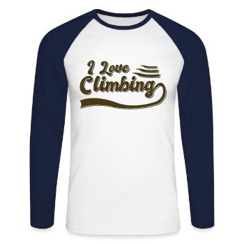 I love climbing - Unisex Long Sleeve Baseball T-Shirt - white/navy - Front - Nik (191cm)
