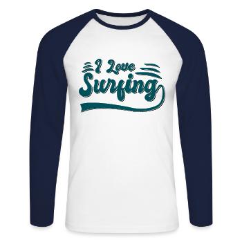 I love surfing - Unisex Long Sleeve Baseball T-Shirt - white/navy - Front - Nik (191cm)