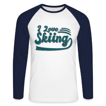 Ich liebe Ski - Unisex Baseballshirt langarm - Weiß/Navy - Vorne - Nik (191cm)